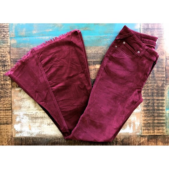 Free People Cords Super Flare Bellbottom Jeans Mulberry Corduroy Pants - Picture 4 of 13